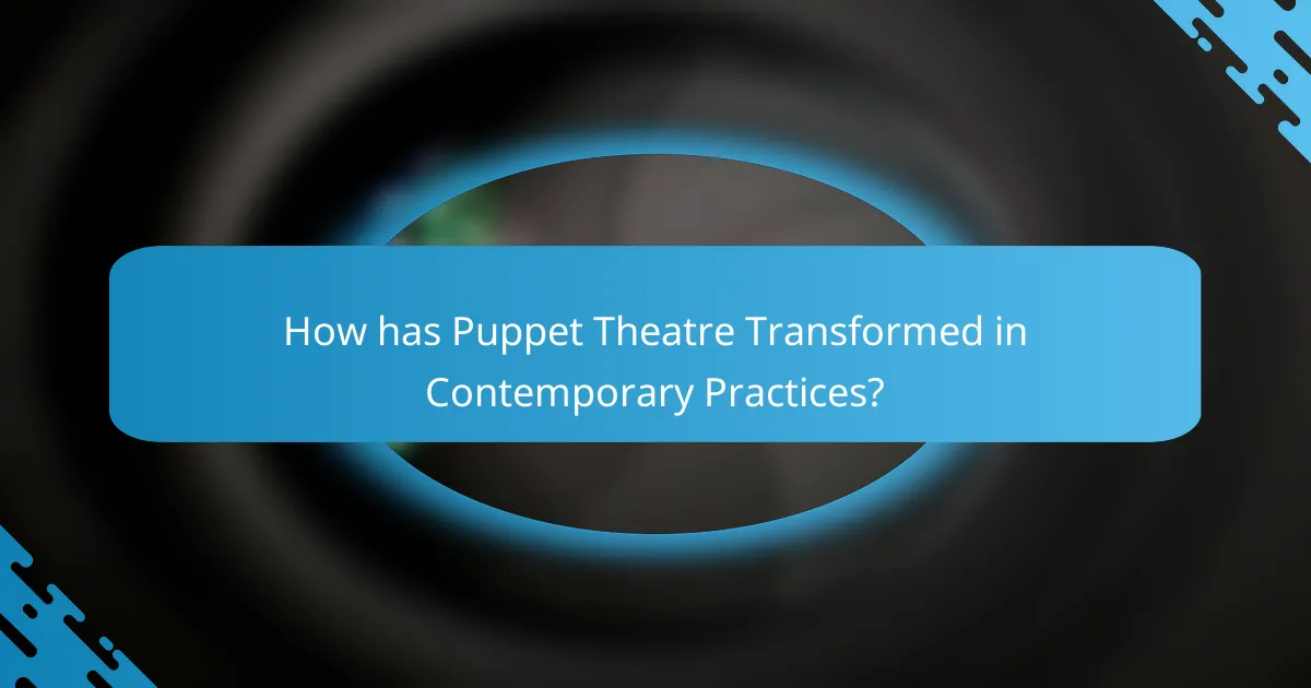 How has Puppet Theatre Transformed in Contemporary Practices?