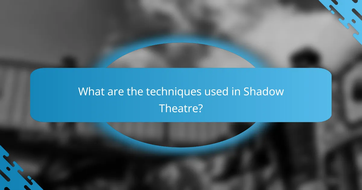 What are the techniques used in Shadow Theatre?