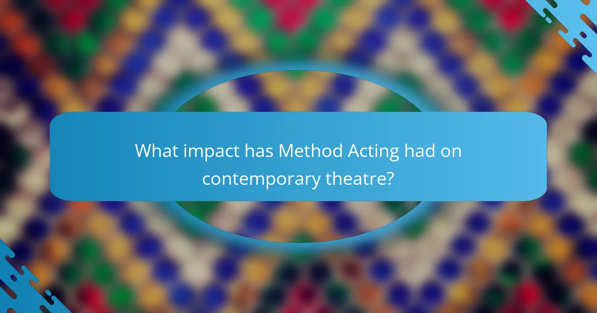 What impact has Method Acting had on contemporary theatre?