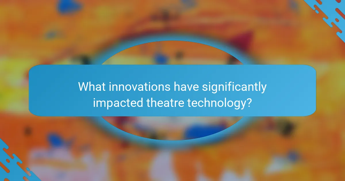 What innovations have significantly impacted theatre technology?