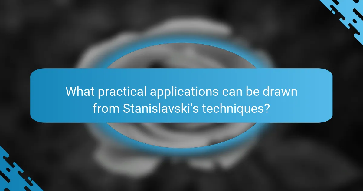 What practical applications can be drawn from Stanislavski's techniques?