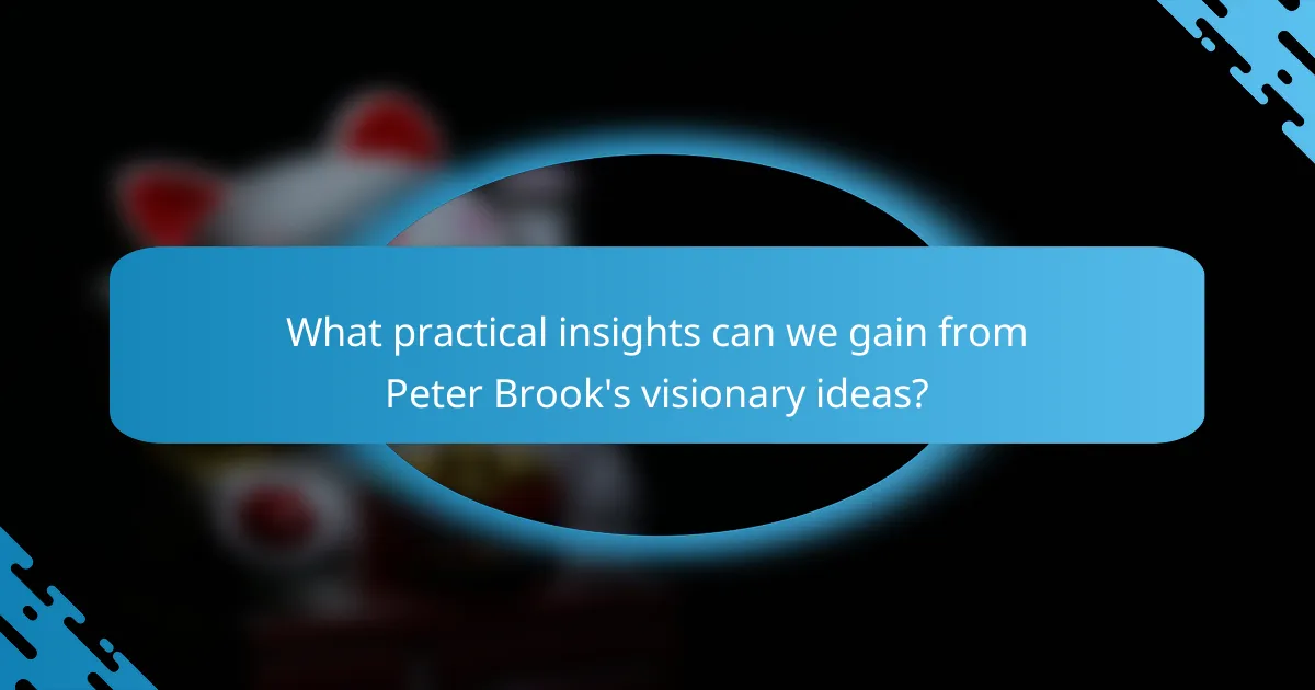 What practical insights can we gain from Peter Brook's visionary ideas?